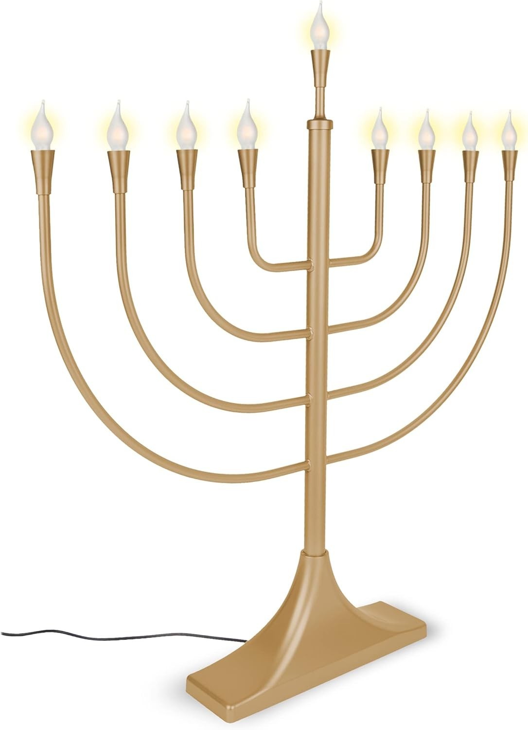 Zion Judaica Extra Large 23″ Electric Menorah Satin Gold with Flame Shaped Bulbs