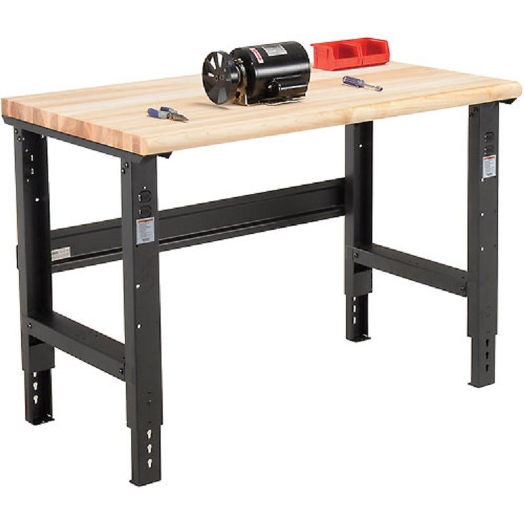 NEW 60″W X 30″D Maple Butcher Block Safety Edge Workbench-Adj Hgt–Black!!