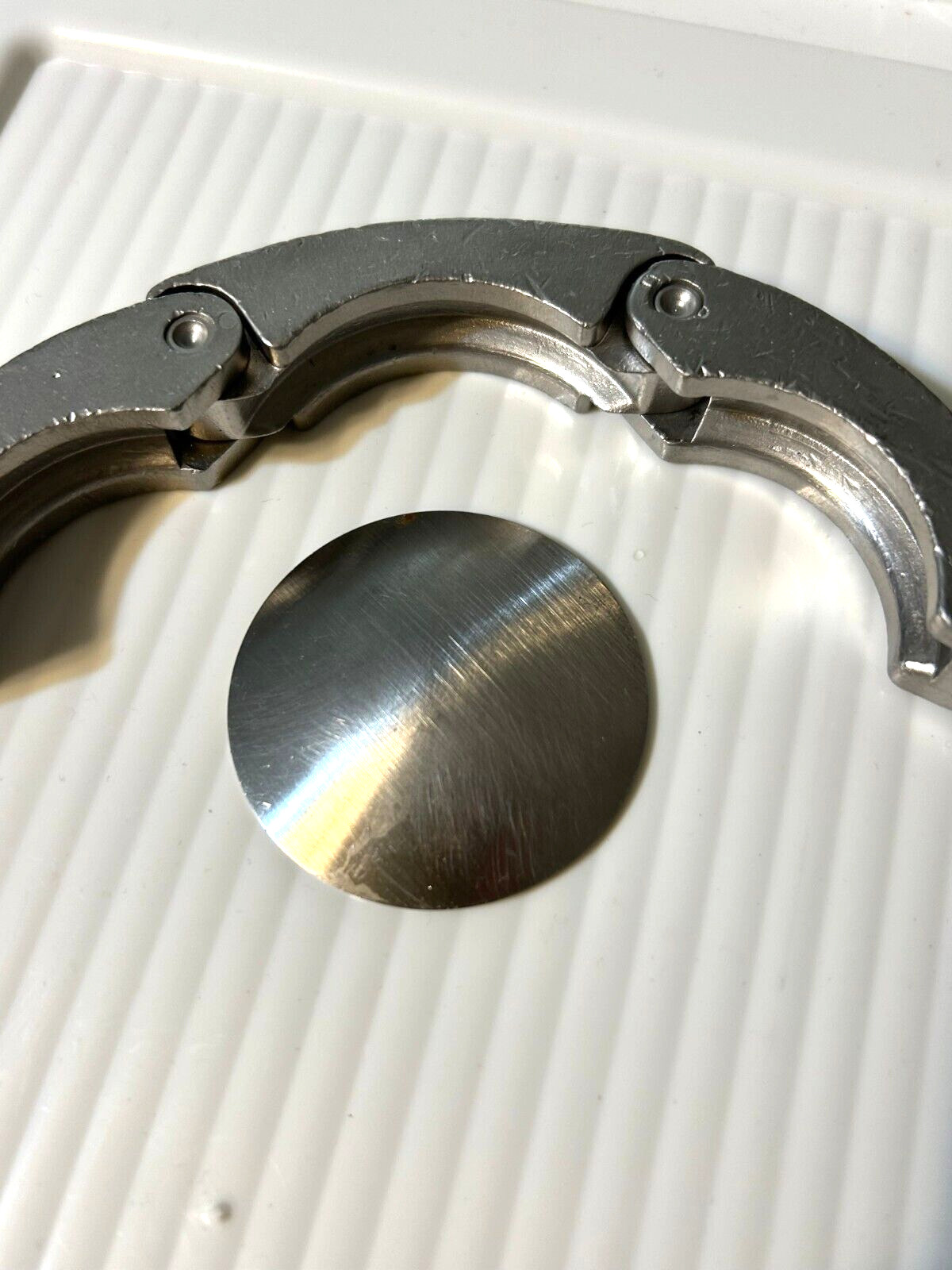 LADISH 3-1/4″ x 3″ (Approx) Ladish Stainless S/S Sanitary Flange Clamp with Cap.