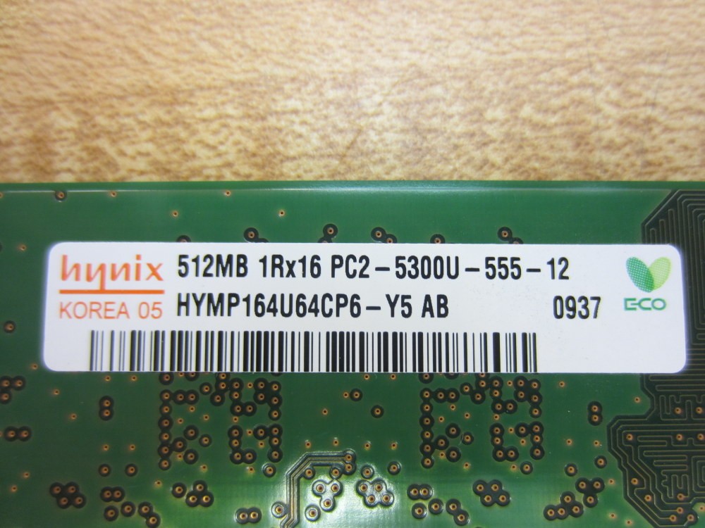 Hynix 512MB 1Rx16 PC2-5300U-555-12 Module HYMP164U64CP6-Y5 AB