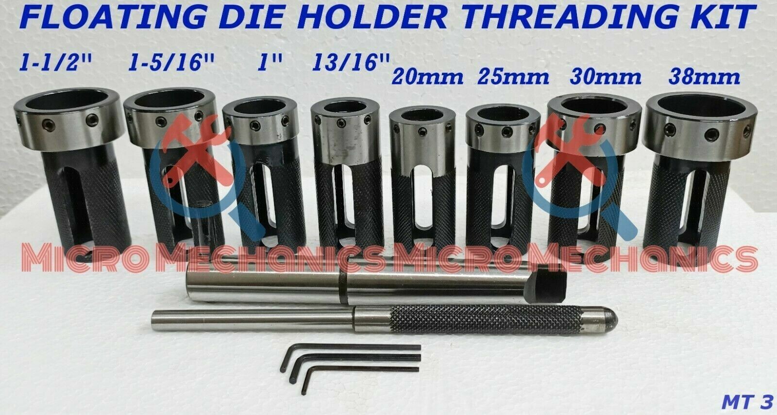 MT3 Die Holder Kit For Lathe Tailstock Morse Taper # 3 Sliding Action- USA Shipp