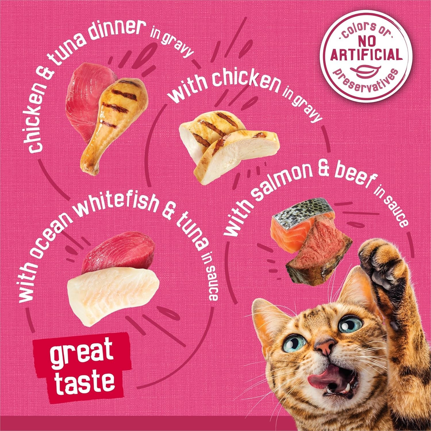 2PK Friskies Surfin’ & Turfin’ Prime Filets Adult Cat Wet Food,Variety Pack,48ct
