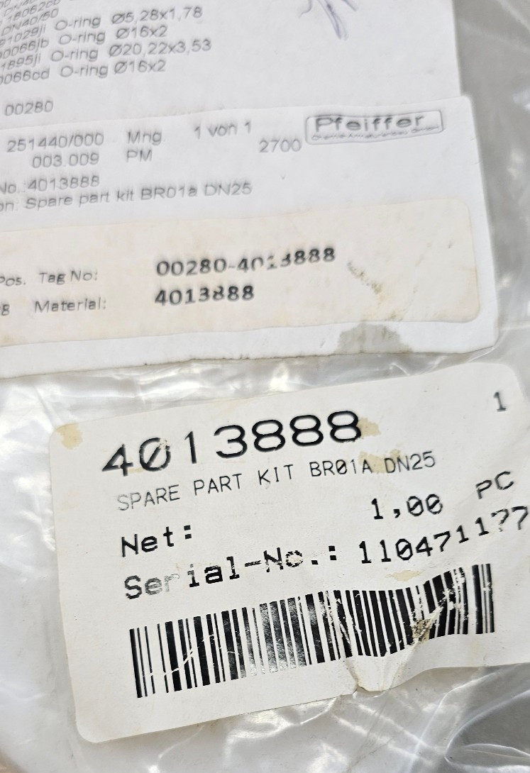 Pfeiffer 251440/000 B10001297 Wear Part Set Series BR01aNPS1 cl150
