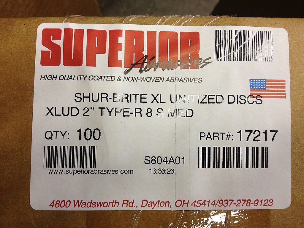 100 SUPERIOR 17217 Shur-Brite XL Unitized Discs Type R XLUD 2″ MED 8 S
