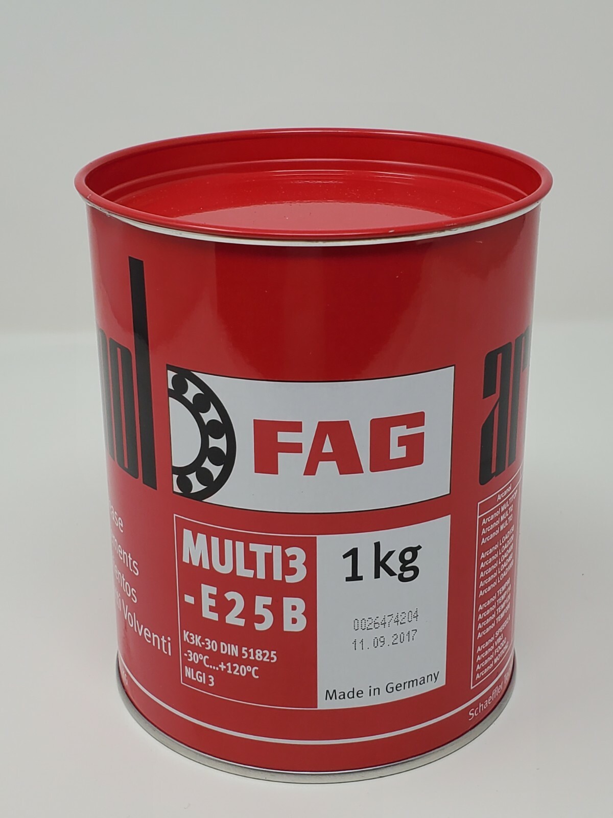 -22°F FAG MULTI3-1KG-E25B Arcanol Grease (-30°C.+120°C/ -22°F.+248°F) NLGI 3