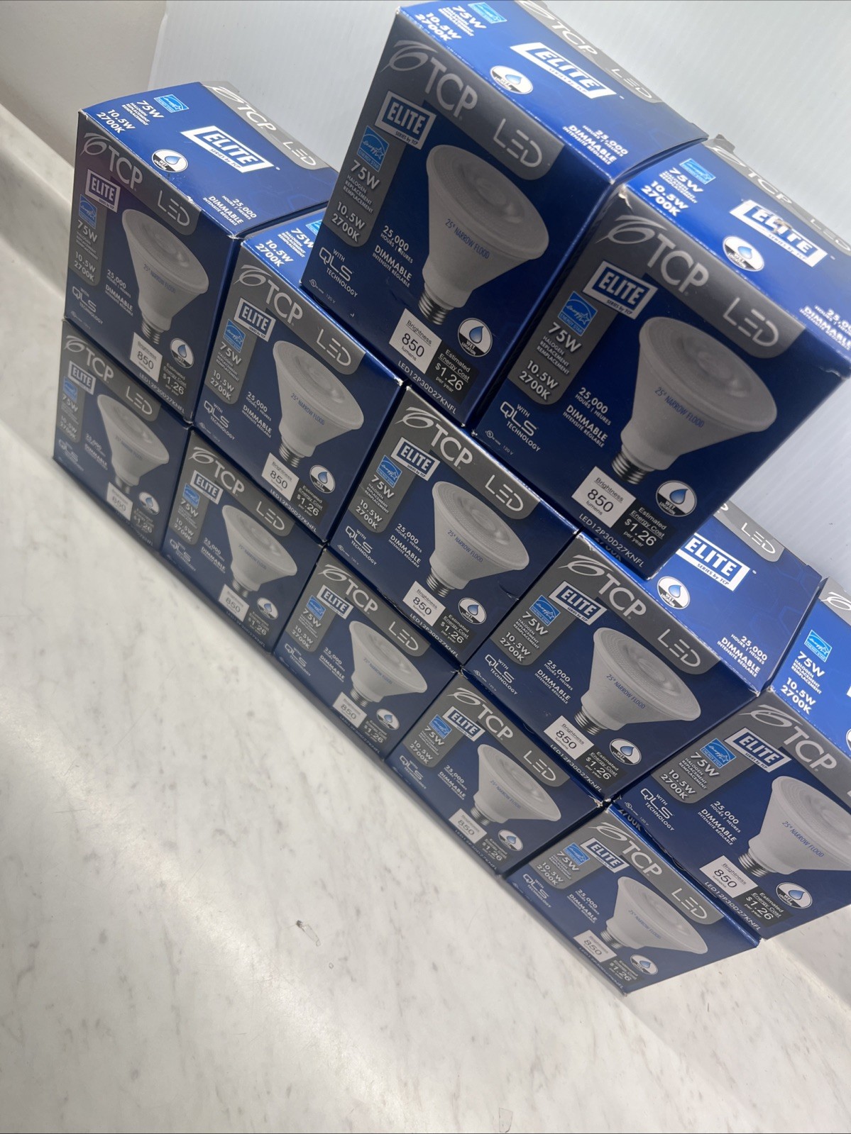 TCP Elite LED Lot of 12, 850 Lumens 10.5 2700K Dimmable Long Neck Lamp NIB