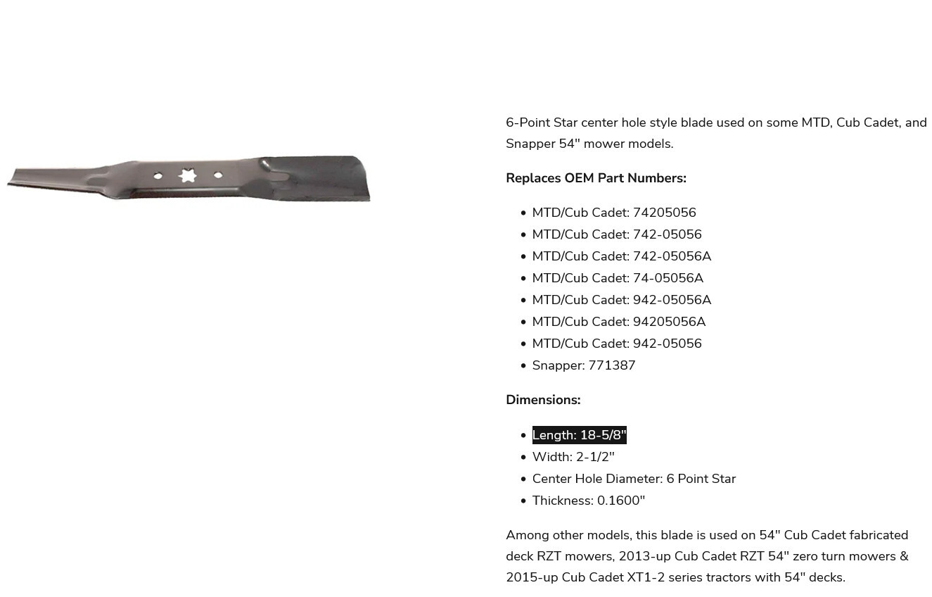 1 NEW MTD 742-05056A 18 5/8” CUB CADET SNAPPER LAWN MOWER BLADE NNB *MAKE OFFER*