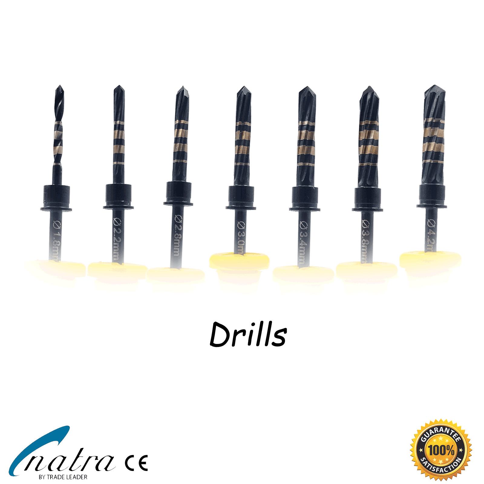 Dental Implant Drill Kit Black External Irrigation 7 Drills + 7 Stopper + Holder