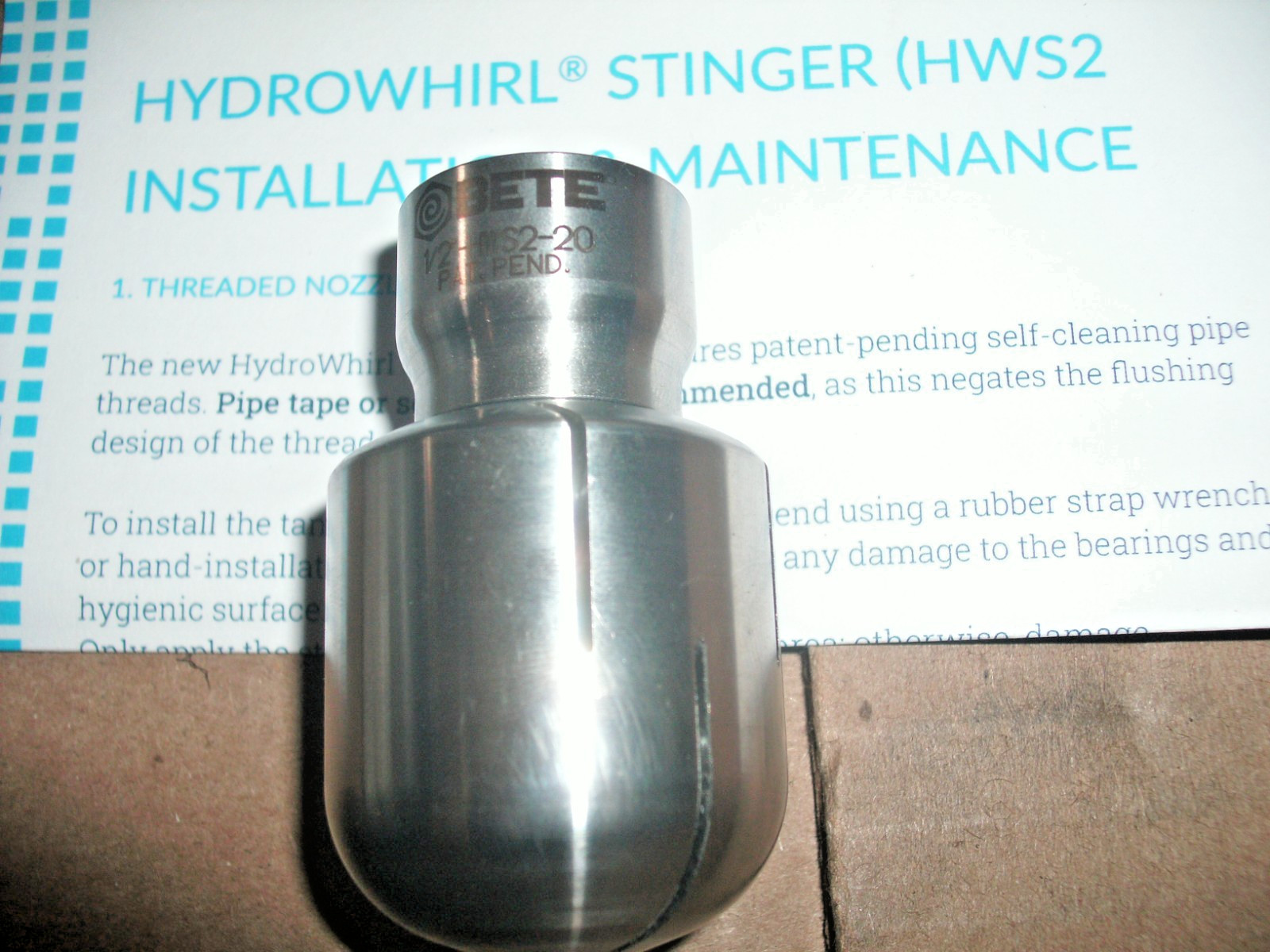 BETE HYDROWHIRL STINGER 1/2-HWS2-20 TANK CLEANING NOZZLE – 27 AVAILABLE