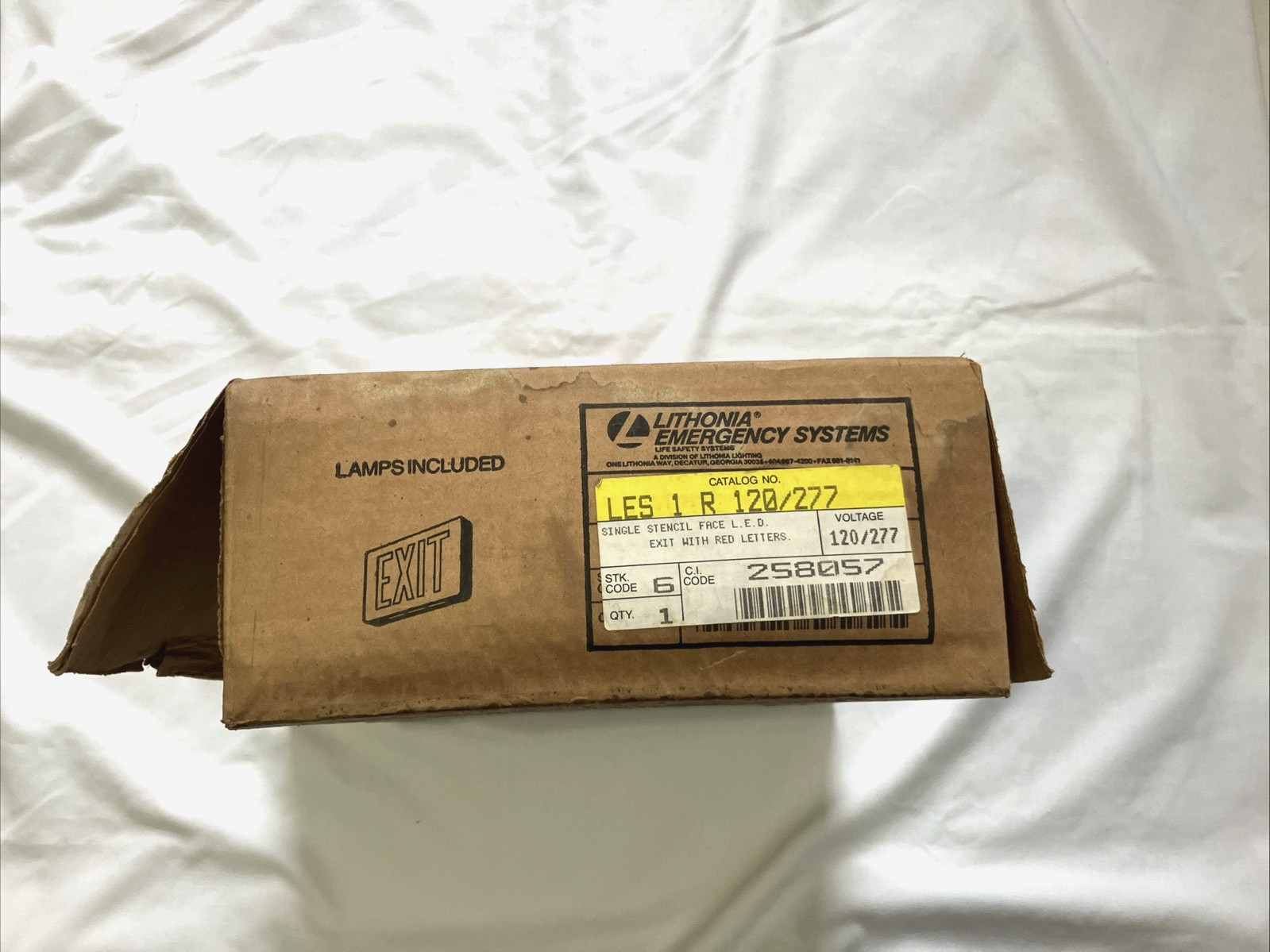 LITHONIA LIGHTING LES1R-120/277 Emergency Red EXIT Sign LED Single Face Die Cast