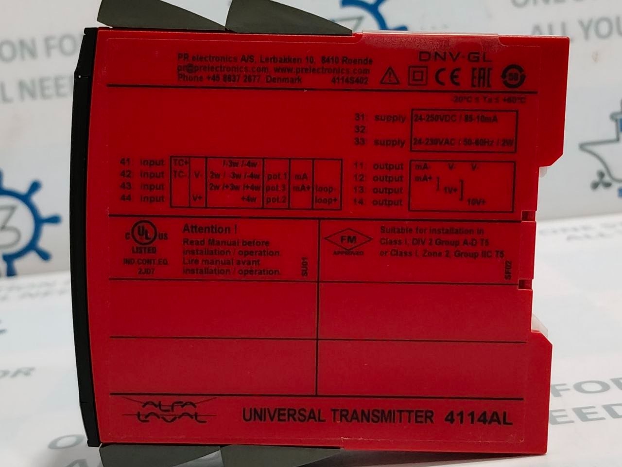 PR Electronics/Alfa Laval 4114 Universal Transmitter 4114AL 24-250VDC/24-230VAC