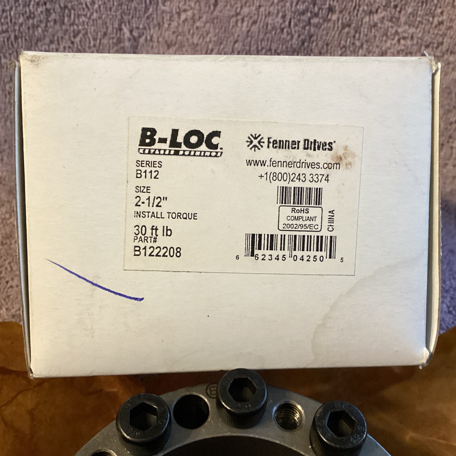 FENNER DRIVES…B122208…2-1/2”…series B112…Keyless Bushing…NEW