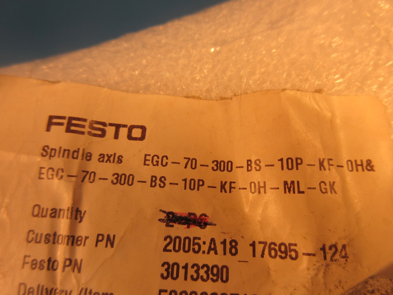 Festo EGC-70-300-BS-10P-KF-0H-ML-GK, 3013390 Ball Screw Axis, 300mm Stroke