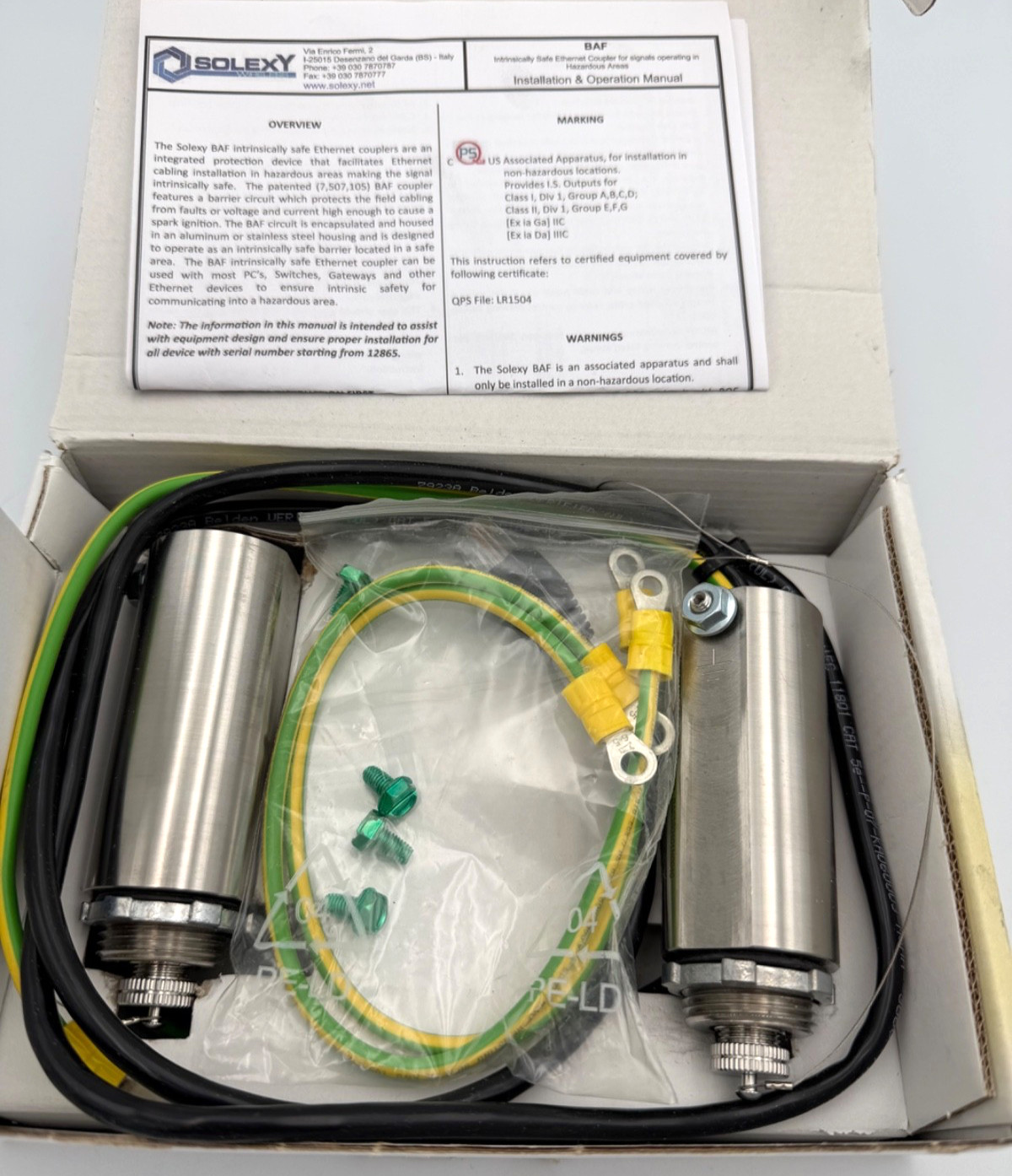Solexy BAF3S0101N0040 STAINLESS Ethernet Barrier -One Pair- 40″ Cat5e