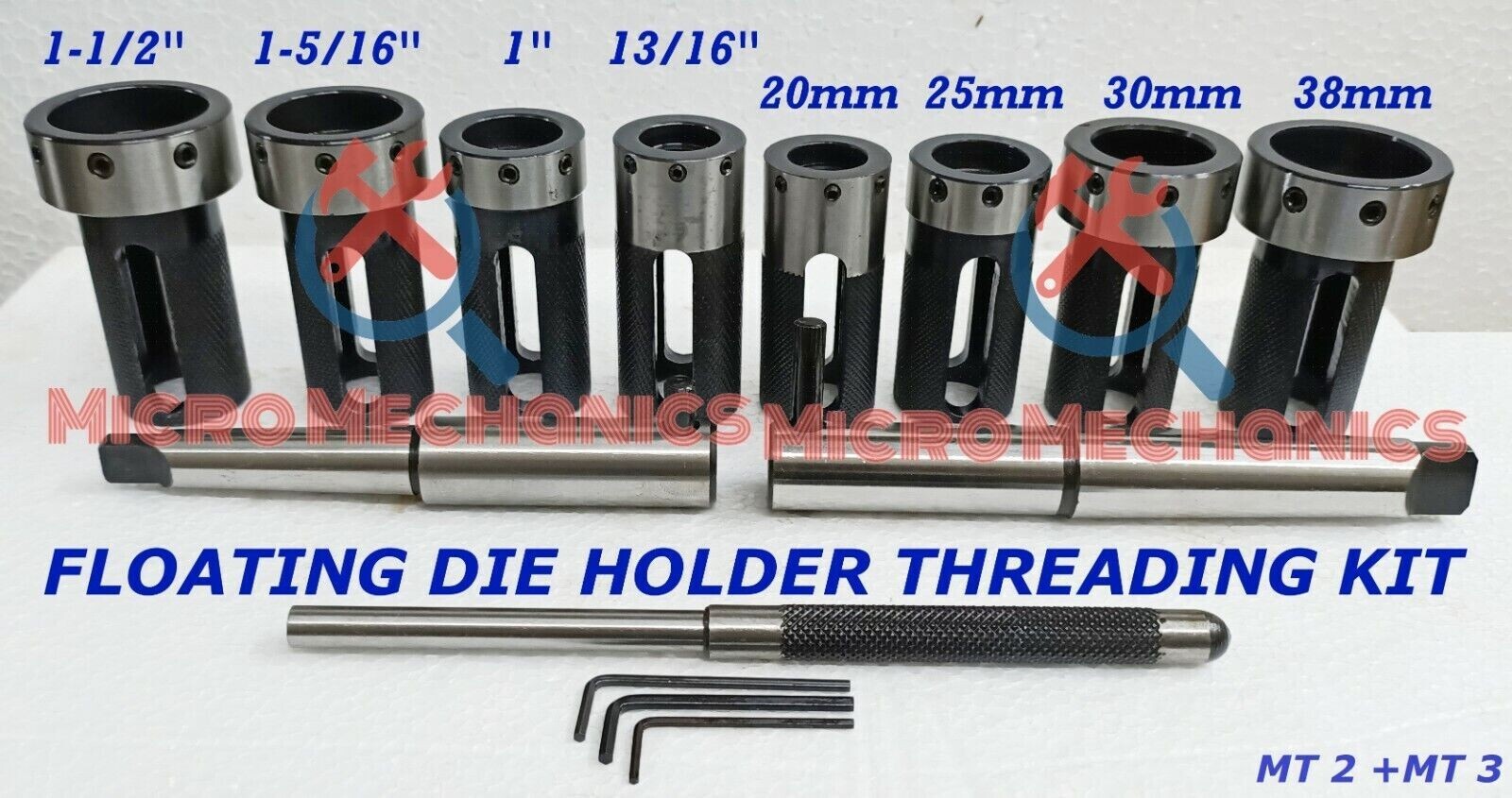2MT 3MT Lathe Tailstock Die Holder Set Floating Type Shank Lathe Threading Kit