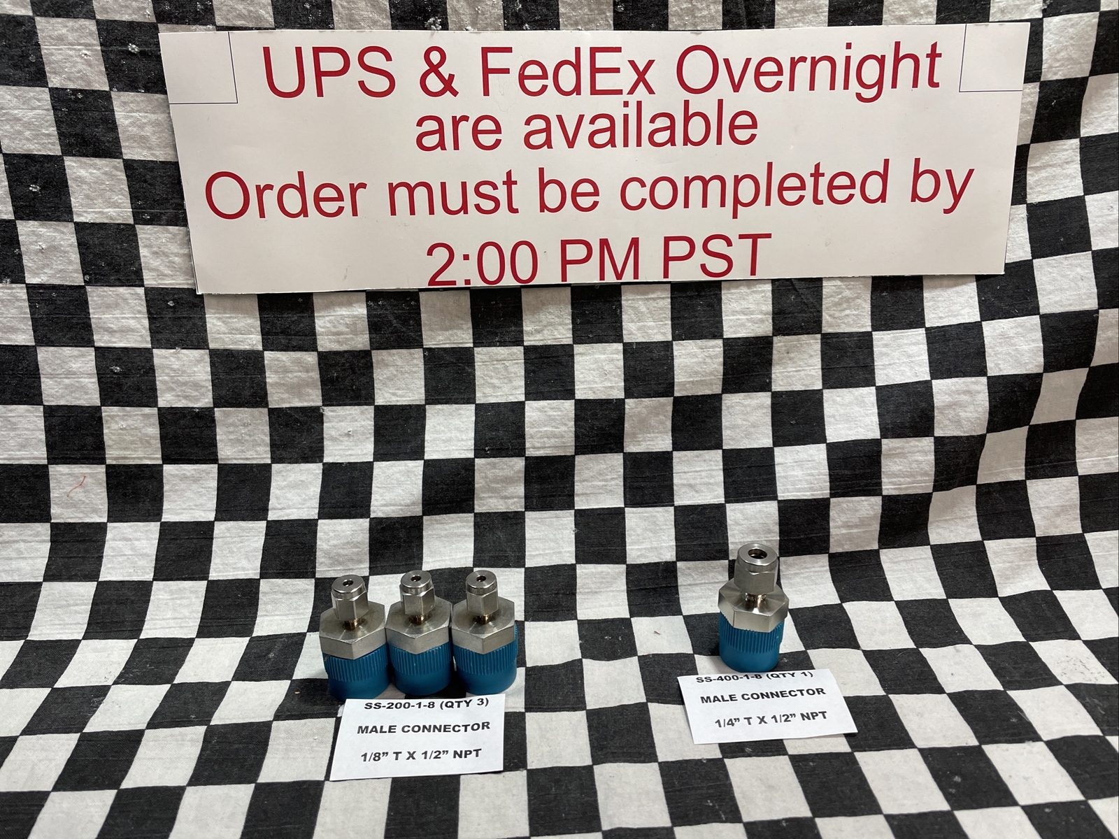 SWAGELOK MALE CONNECTOR, SS-400-1-8 & SS-200-1-8, LOT OF 4, SHIPSAMEDAY