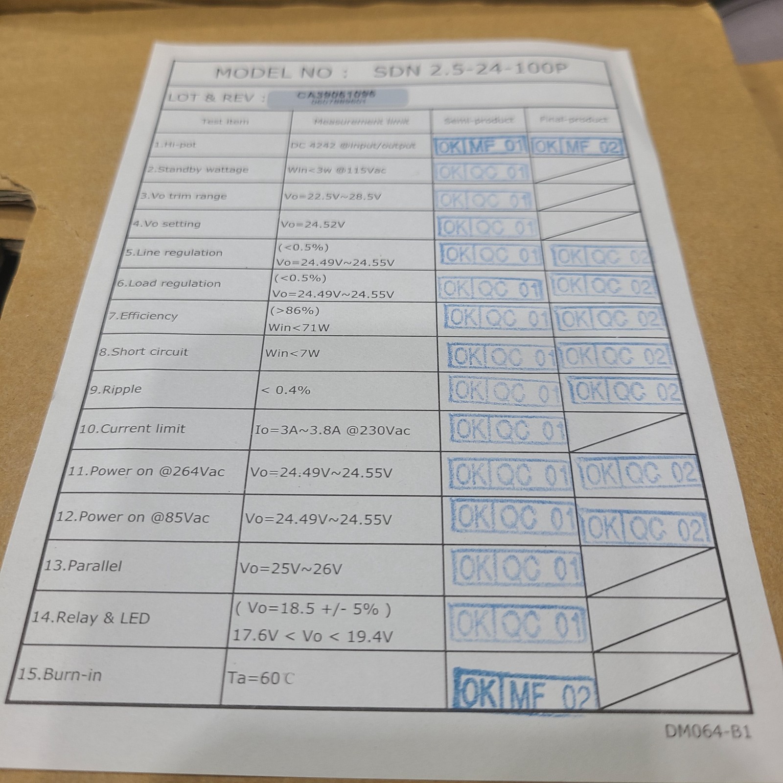Sola Hevi Duty SDN 2.5-24-100P Power Supply 24VDC 2.5A DIN Rail