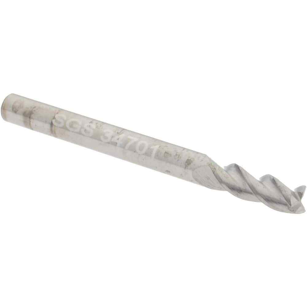 SGS 34701 Square End Mill: 1/8″ Dia, 3/8″ LOC, 1/8″ Shank, 1-1/2″ OAL, 3 Flutes