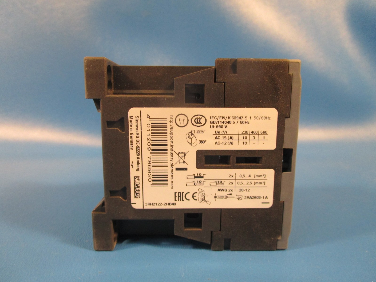 SIEMENS 3RH2122-2HB40, Coupling Contactor Relay, 2NO+2NC, DC 24V, Spring-Loaded