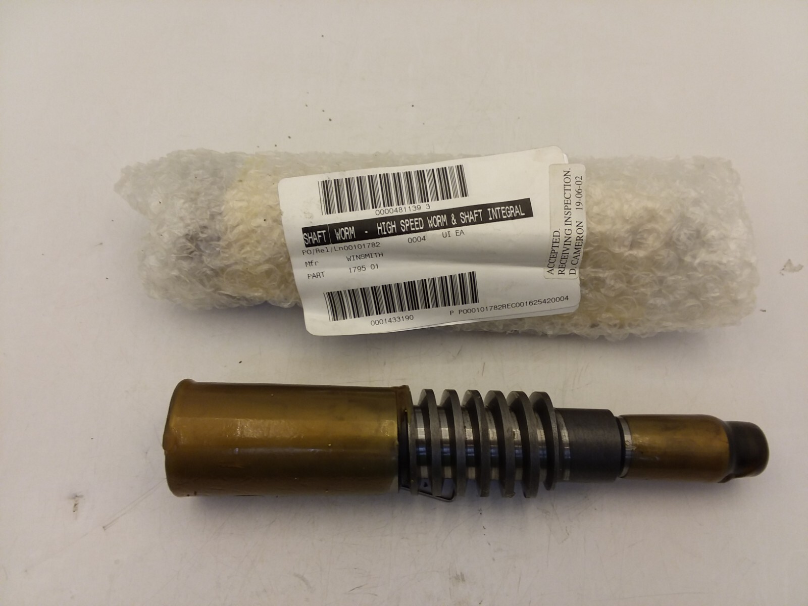 WINSMITH 1795-01 INTEGRAL HIGH SPEED WORM SHAFT 10P 1T 1.26PD 4MC 40-158C NIB