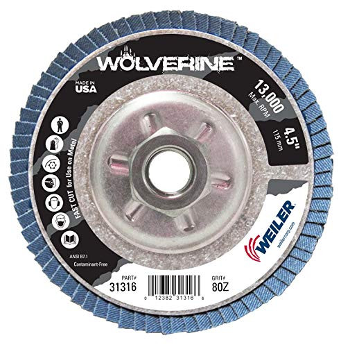 Weiler 31316 Vortec Pro Flap Disc 80 Grit 4-1/2 inches