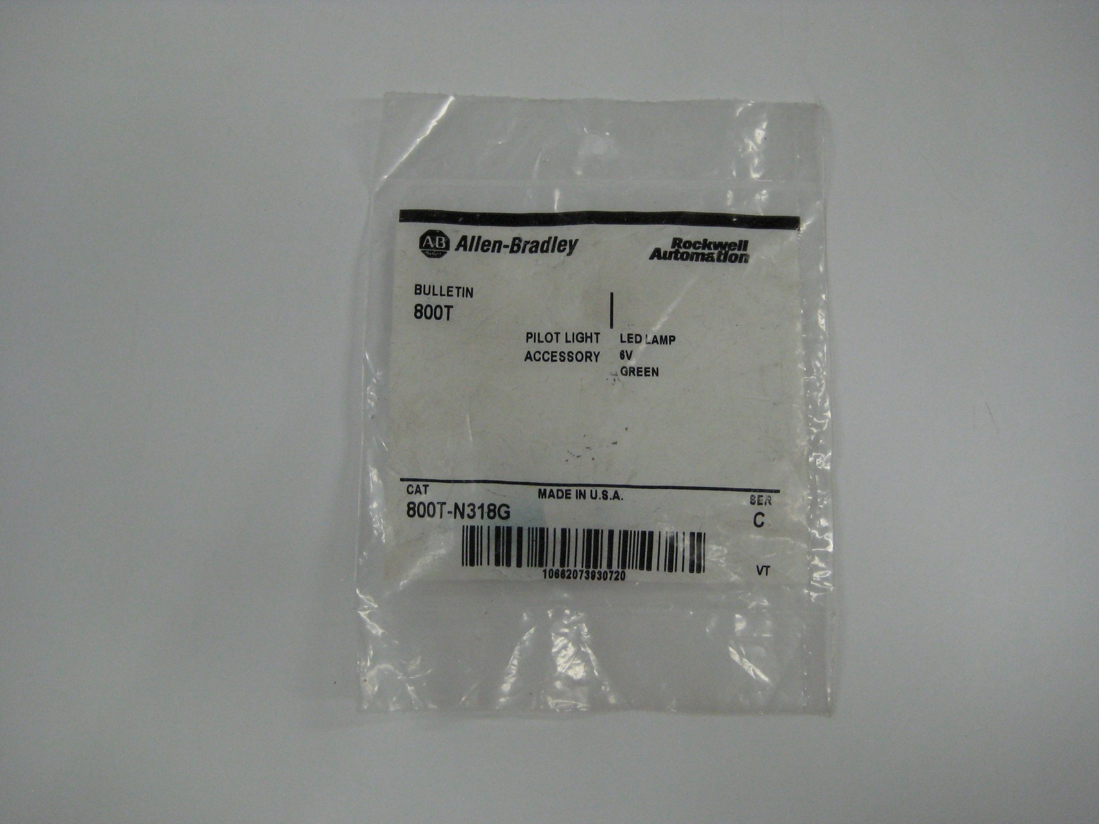 ALLEN BRADLEY 800T-N318G SER.C GREEN PILOT LIGHTACCESSORY LOT OF 5 NSMP