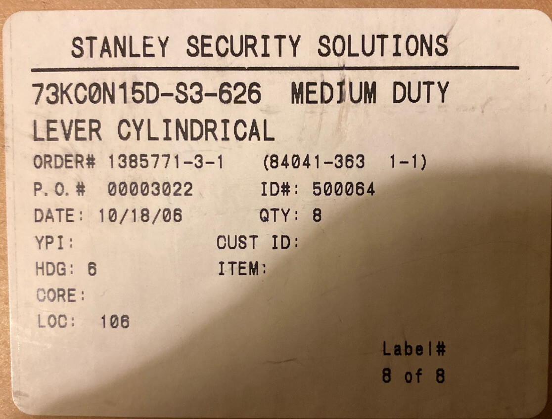 Stanley Security 73KC0N15D-S3-626 Medium Duty Lever Brushed Nickel