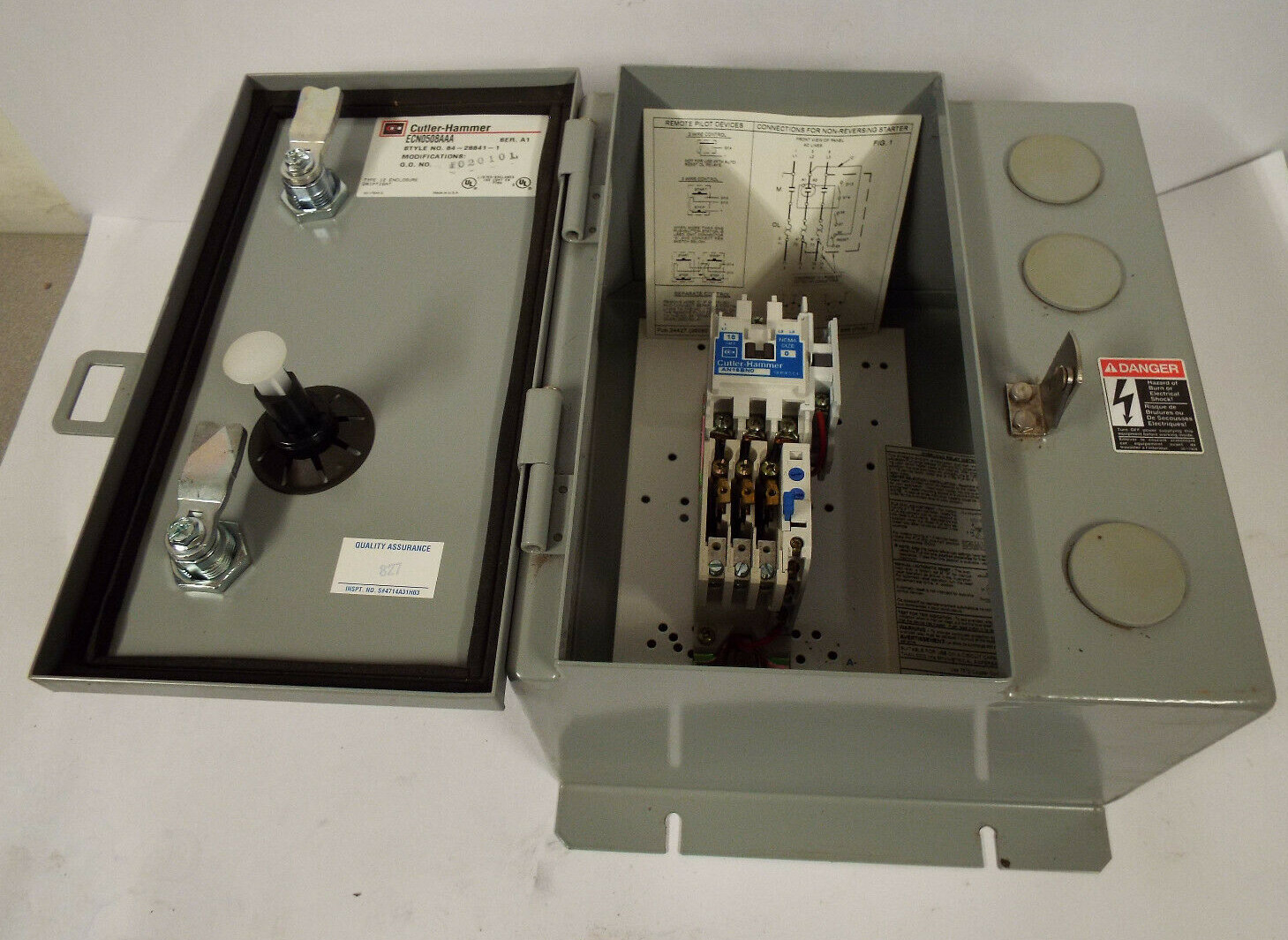 1 NEW CUTLER-HAMMER ECN0508AAA ENCLOSED MOTOR STARTER SER. A1 NIB **MAKE OFFER**