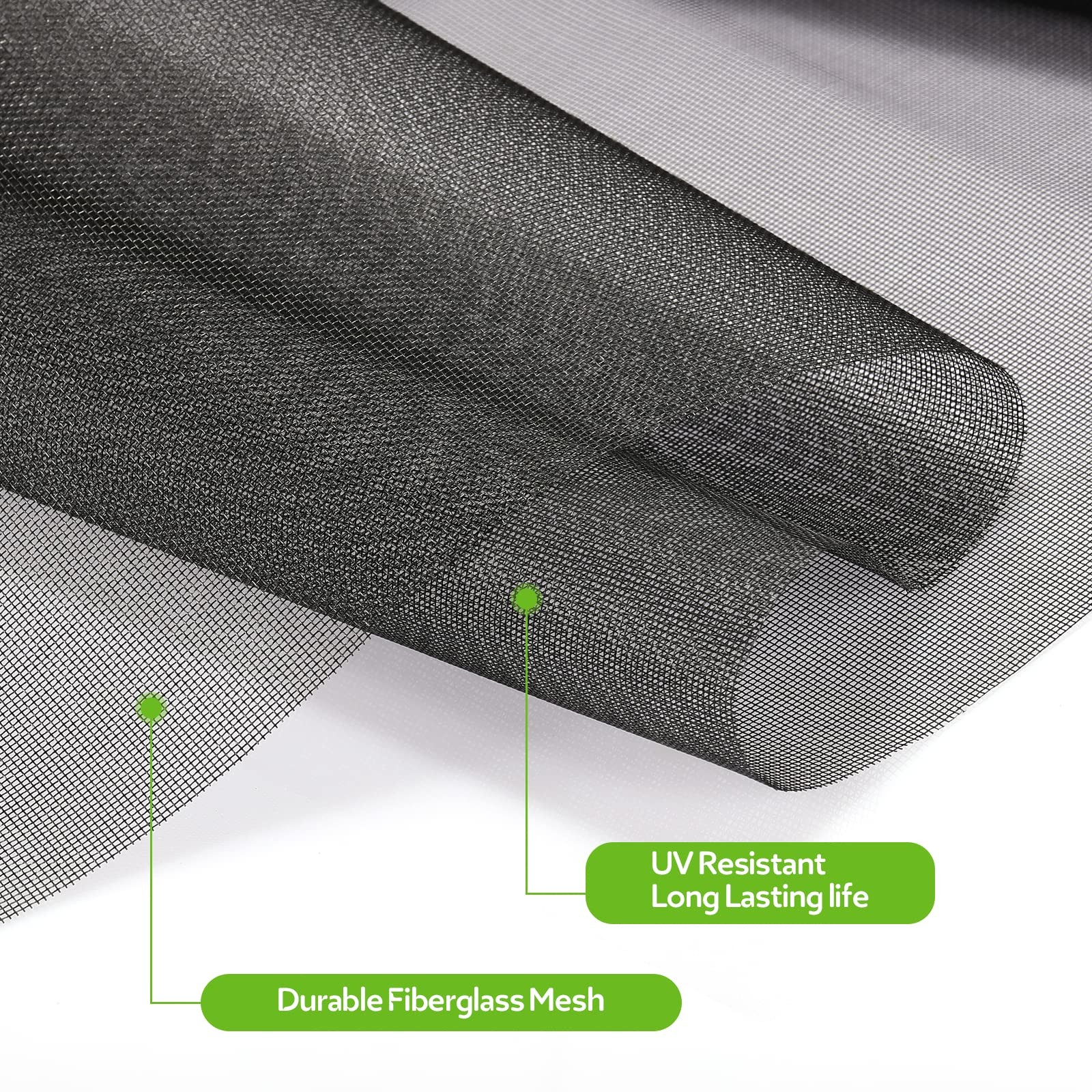 FLYZZZ Windows Screen Door Repair Kit Fiberglass 48″X118″/0.161″spline, Black
