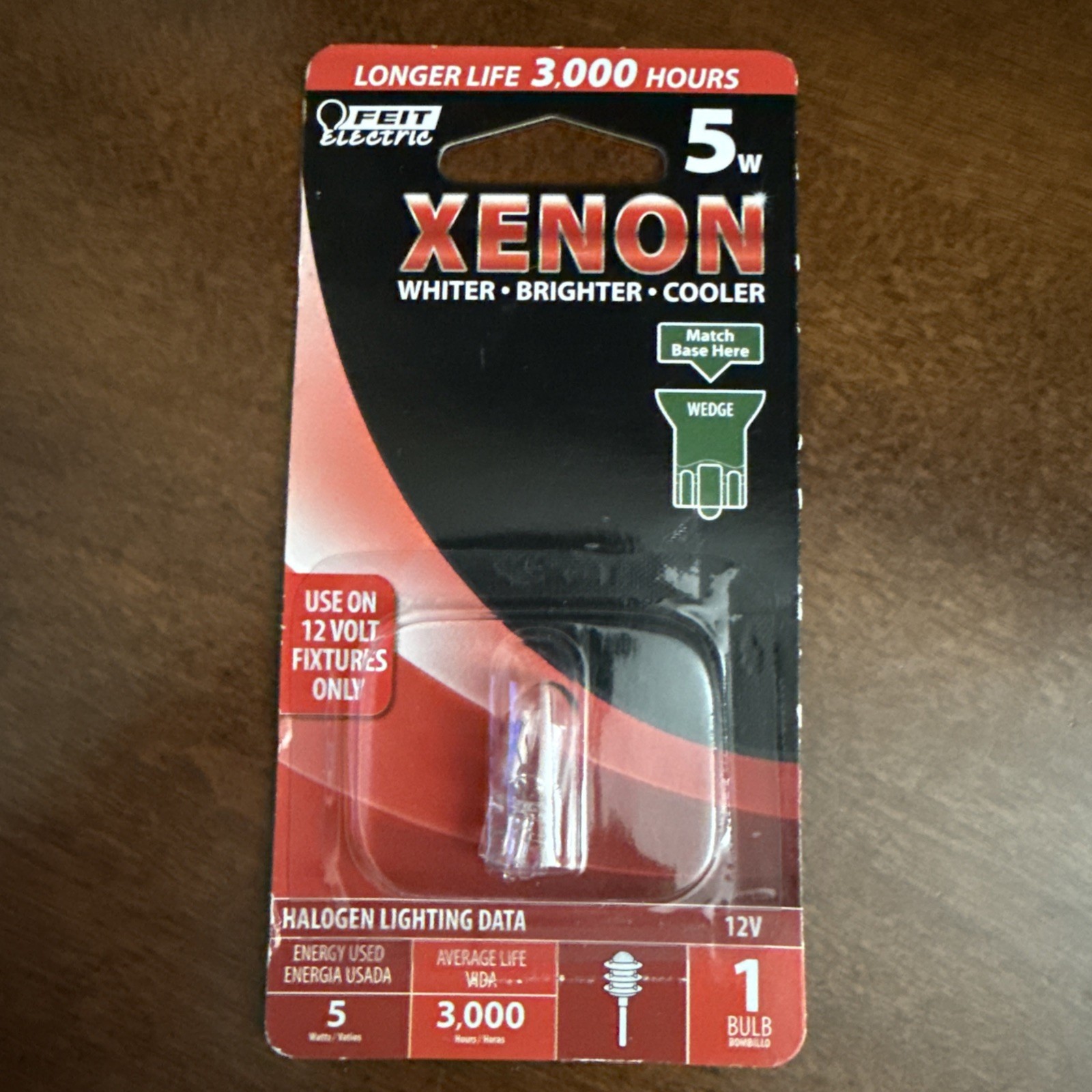 Feit Electric Xenon Whiter Brighter Cooler light Bulb,3000K 5W 12V (Just One)
