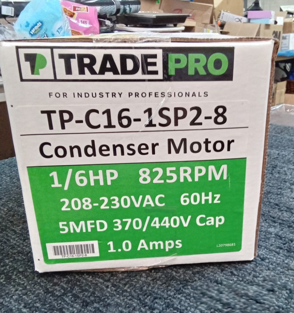 Trade Pro Universal Condenser Motor 1/6 HP 825 RPM 208-230VAC 60 Hz 1.0A New