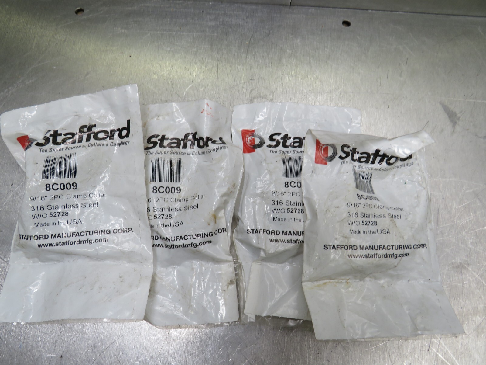 Stafford 8C009 Clamp Collar9/16″ SS Lot of 4!