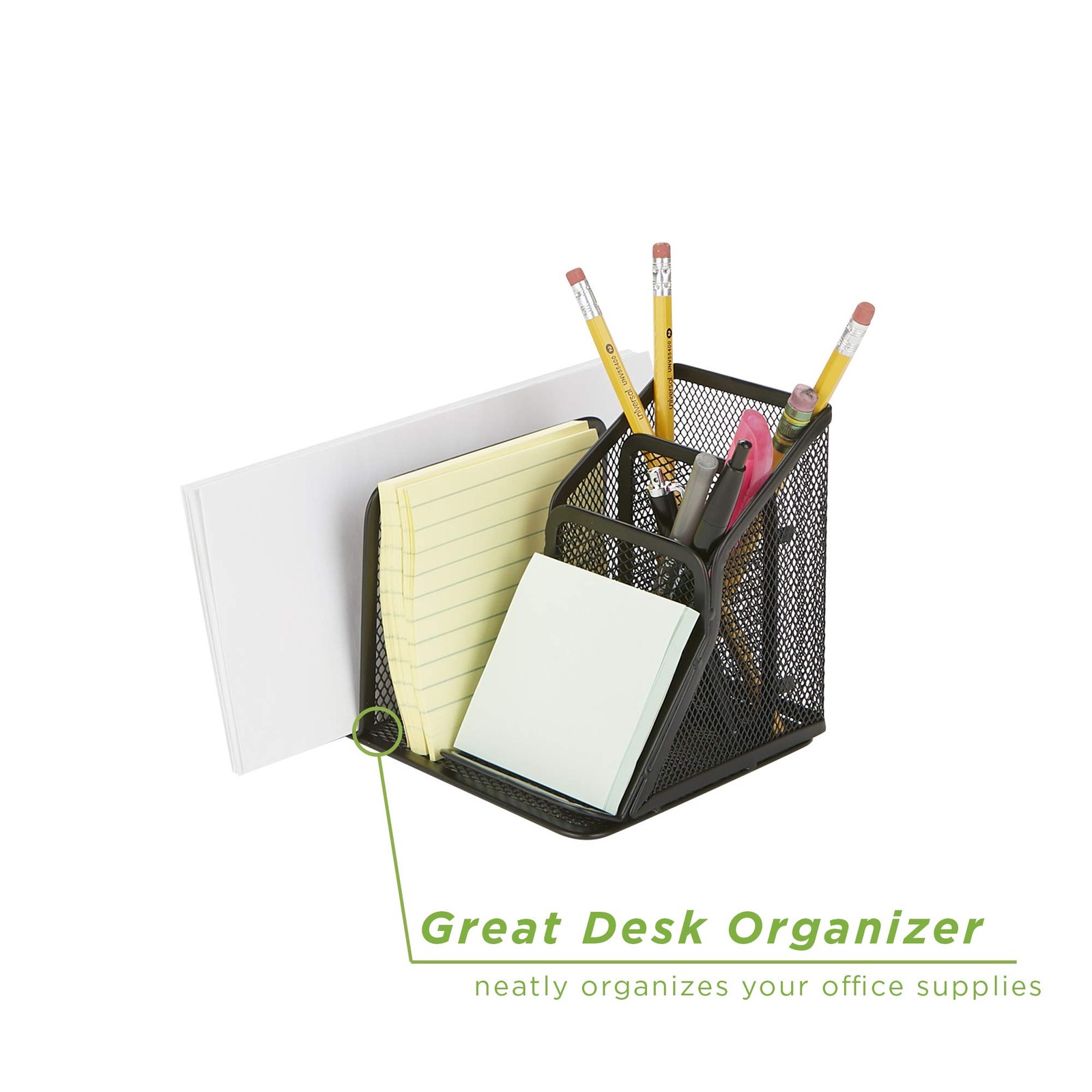 Mind Reader Desk Organizer 5-Compartment, 2-Piece Same Set Supplies and Black