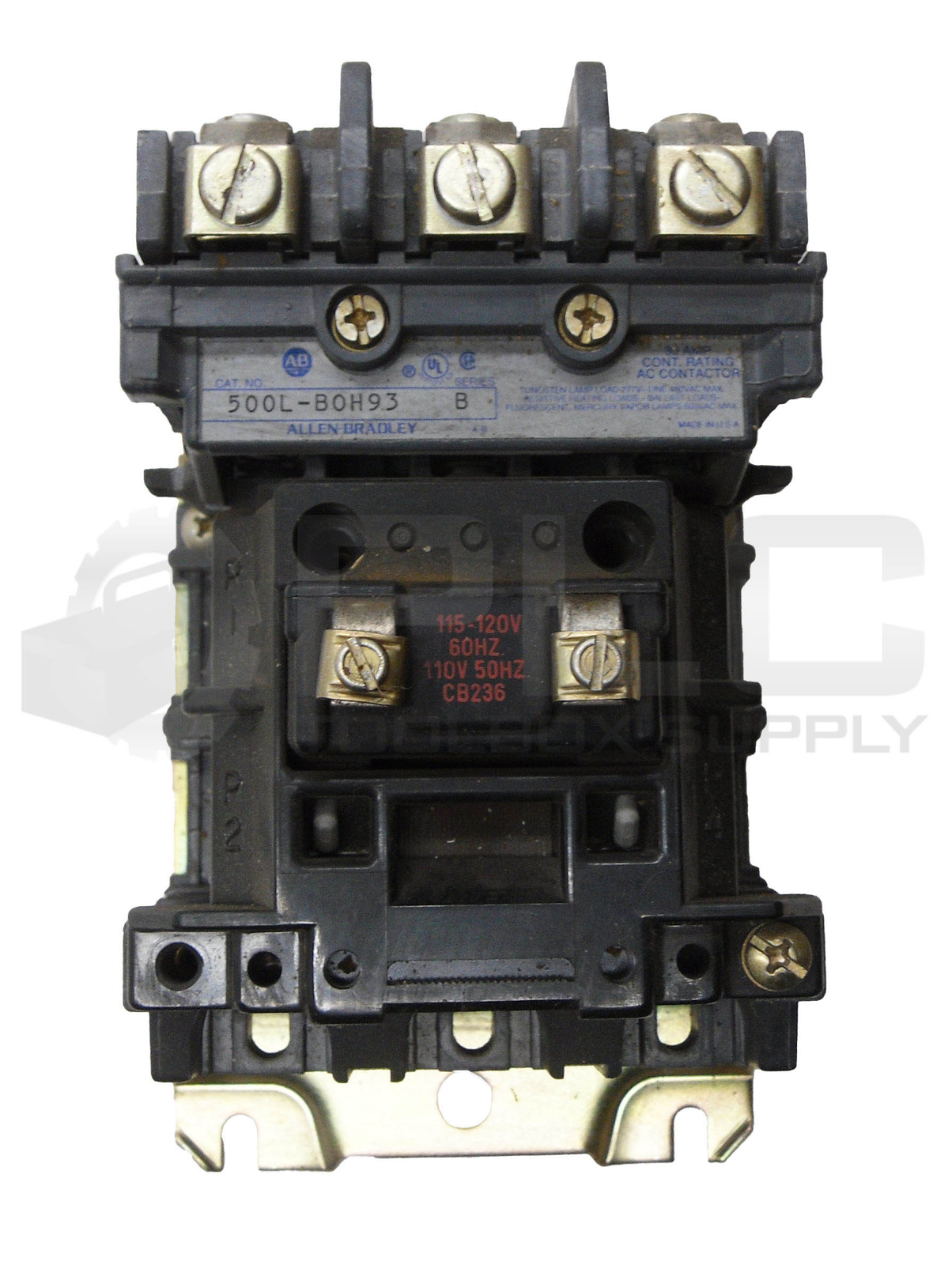 ALLEN BRADLEY 500L-BOH93 /B CONTACTOR 30A 600VAC W/ CB236 COIL 110-120V