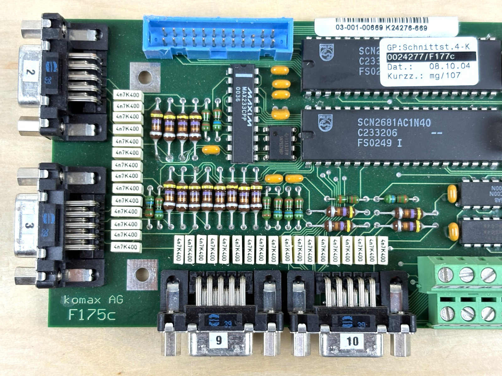 Komax AG F175C Circuit Board, 0024277/F177c