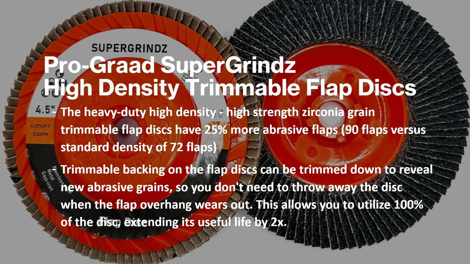 SuperGrindz 10 Pack 4-1/2″ x 5/8″-11 80 Grit Type 27 High-Density Zirconia…