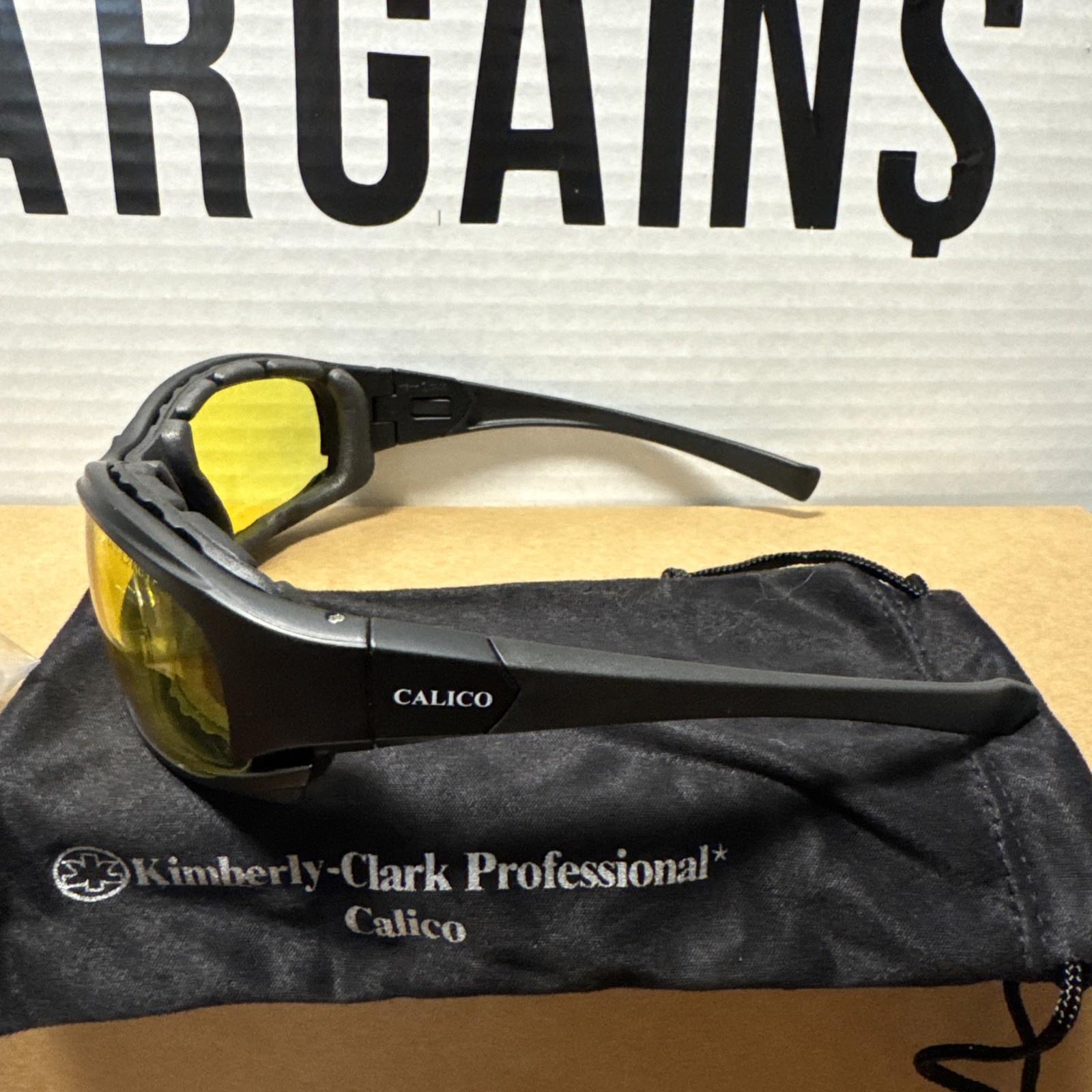 Kimberly-Clark KleenGuard Calico Safety Glasses Yellow Lens Black Frame