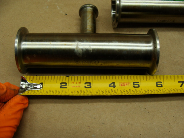 (2)TRI-CLAMP SST SANITARY REDUCED OUTLET TEE 2″ OD TO 1″ OD 1-3/8″ ID TO 5/8″ ID