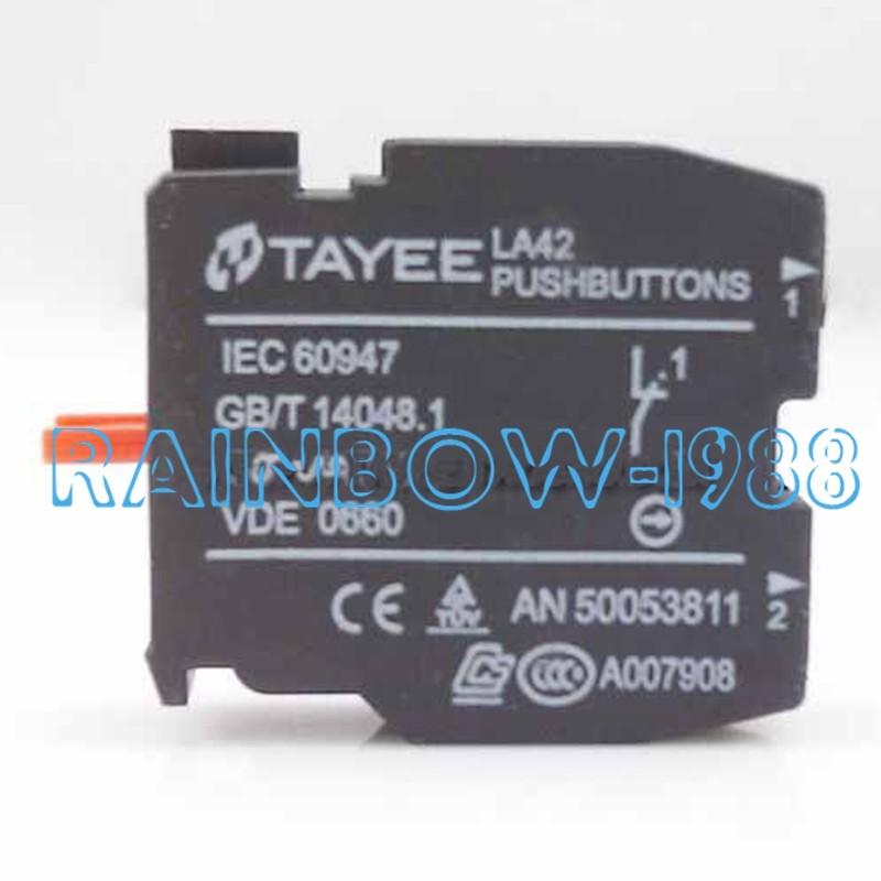 QTY:10 FOR Tayee contact button switch contact LA42 base IEC6094 01 1NC