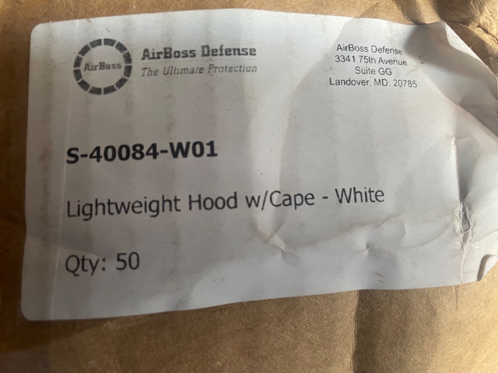 50 Count Case – Tychem AirBoss Loose Fitting PAPR Hood W/ Cape FlexAir White