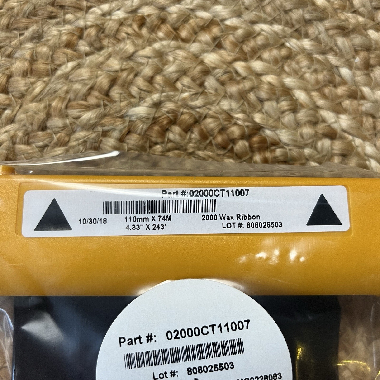 Zebra Performance 2000 Wax Ribbon 4.33″X 243′ Part# 02000CT11007 DOM 10/30/18