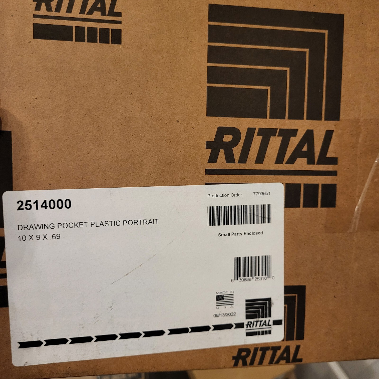 RITTAL 2514000 Plastic Wiring Pocket,9 in. Lx 0.7 in. W 32XA67