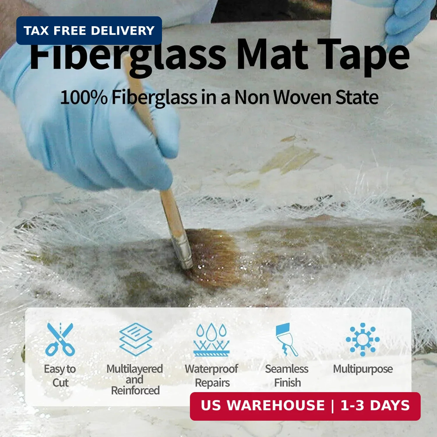 Fiberglass Mat Roll 8″ x 10 Yards, 1.5 oz Chopped Strand Mat, Wide Fiberglass fo