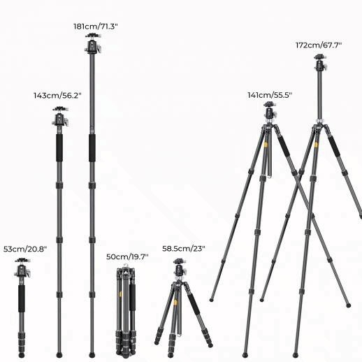 K&F̶ Concept X284C4 Carbon Fiber Tripod 68in 35.2lb Load Ball Head