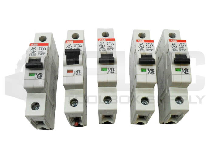 LOT OF 5 ABB S201U K1.6A CIRCUIT BREAKER 1.6A240V 50/60HZ