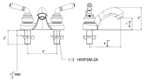 Huntington Brass W4320601-1 4″ Bathroom Sink Faucet 1.2 GPM Chrome Centerset