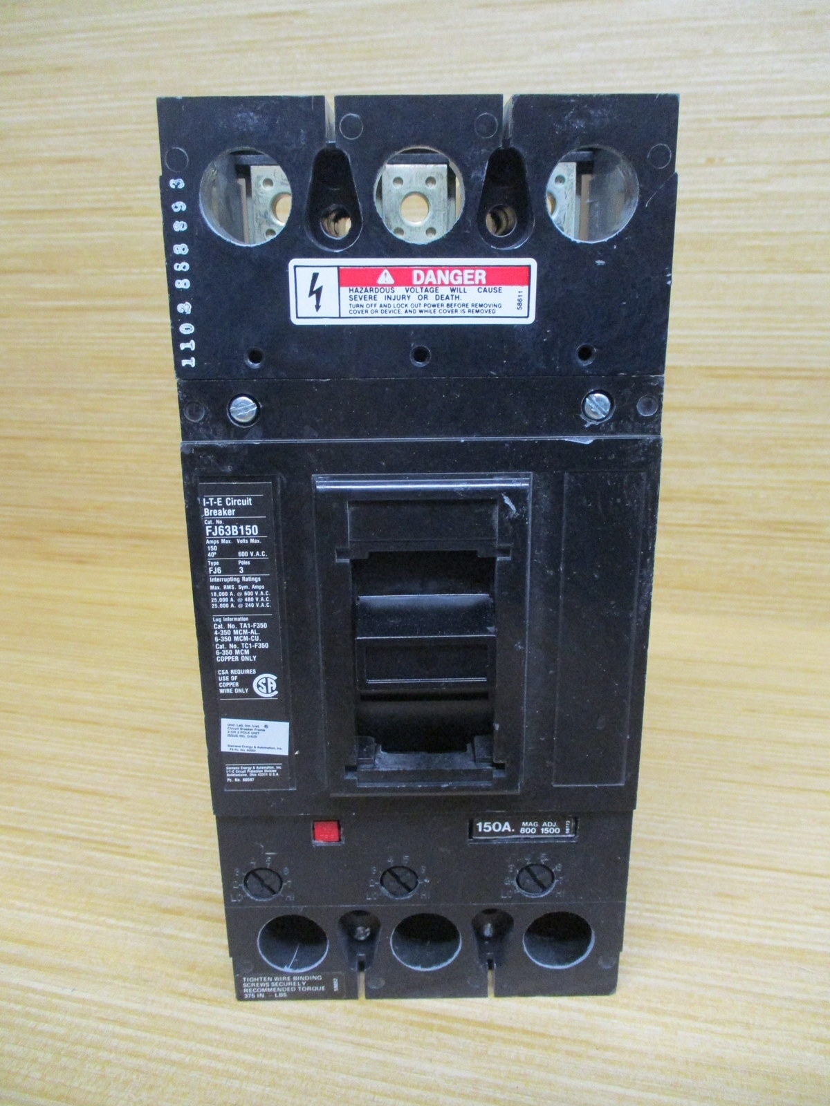 ITE FJ63B150 Siemens 150 AMP Circuit Breaker