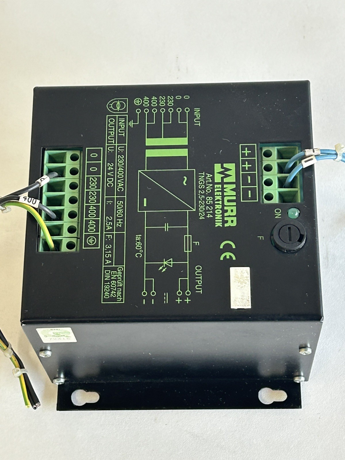 MURR ELEKTRONIK ART NO 85 214 TNGS 2,5-230/24 POWER SUPPLY