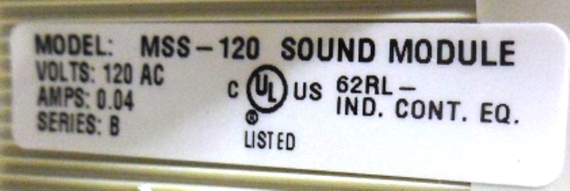 FEDERAL SIGNAL MICROSTAT SOUND MODULE, MSS-120, 120V, 0.04A, SERIES B