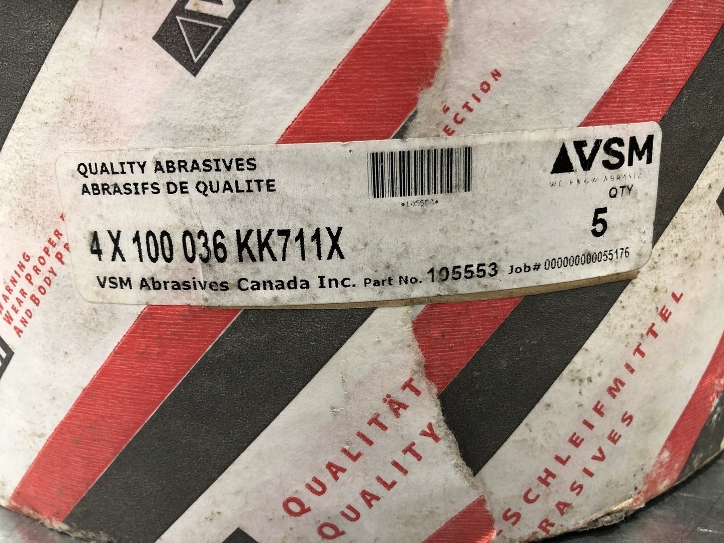 SURPLUS NEW VSM KK711X 4 x 100 Aluminum Oxide Quality Abrasive Belts –